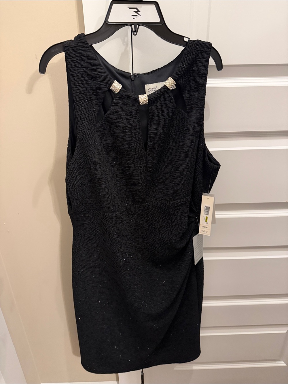 Eliza J Black Sleeveless Mini Dress with Rhinestone Accent